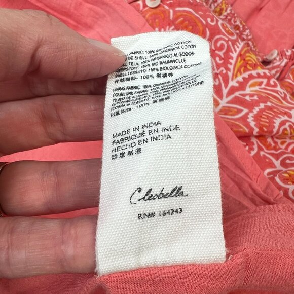 Cleobella Violet Midi Dress Blossom Floral Block Print Orange Peach Pink Medium - Picture 7 of 11